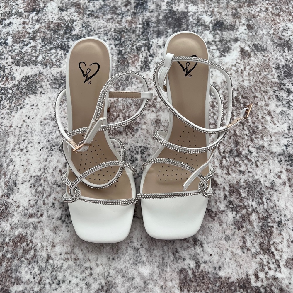 Windsor white glam strappy heels